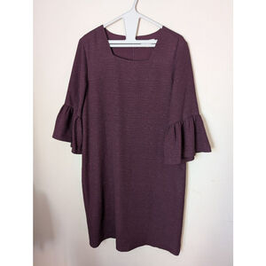 Calvin Klein Burgundy Long Sleeve Dress M, Women's